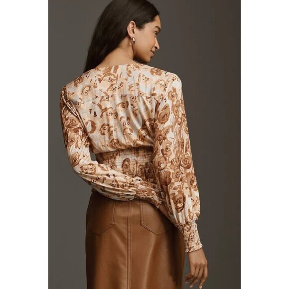 Anthropologie Tiny Valentina Long-Sleeve Printed Surplice Top Size XS - Picture 2 of 7